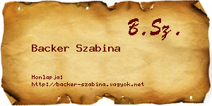 Backer Szabina névjegykártya