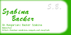 szabina backer business card
